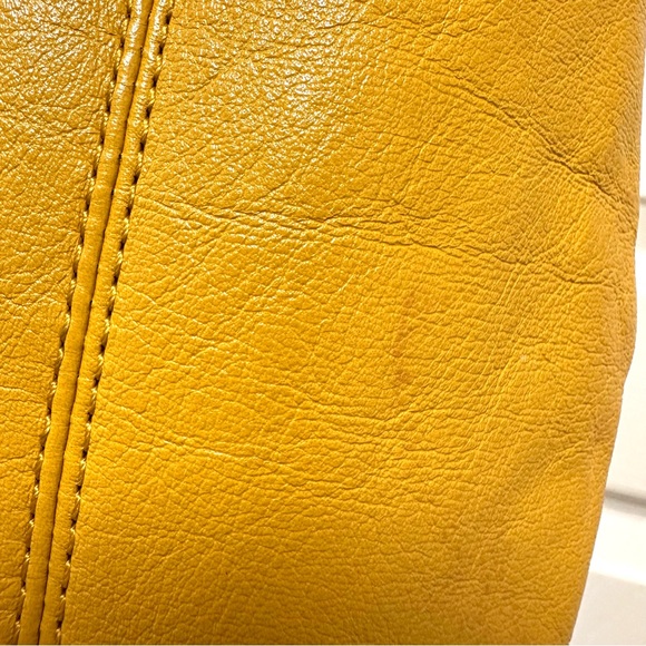 Coach Ashley Medium Leather Pleated Satchel Sunflower Yellow - Picture 7 of 15